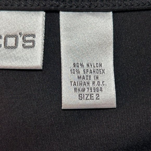 Chico's Women's Long Sleeve Beaded Neck Top in Black - Size 2 (Large) - Picture 5 of 6